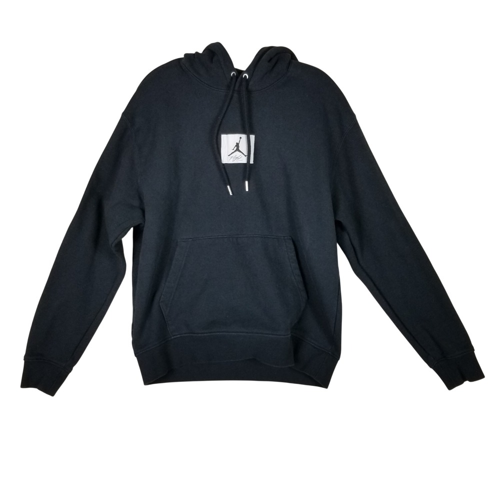 Jordan Hoodie Men Medium Black Flight Essentials Pullover Jumpman Patch